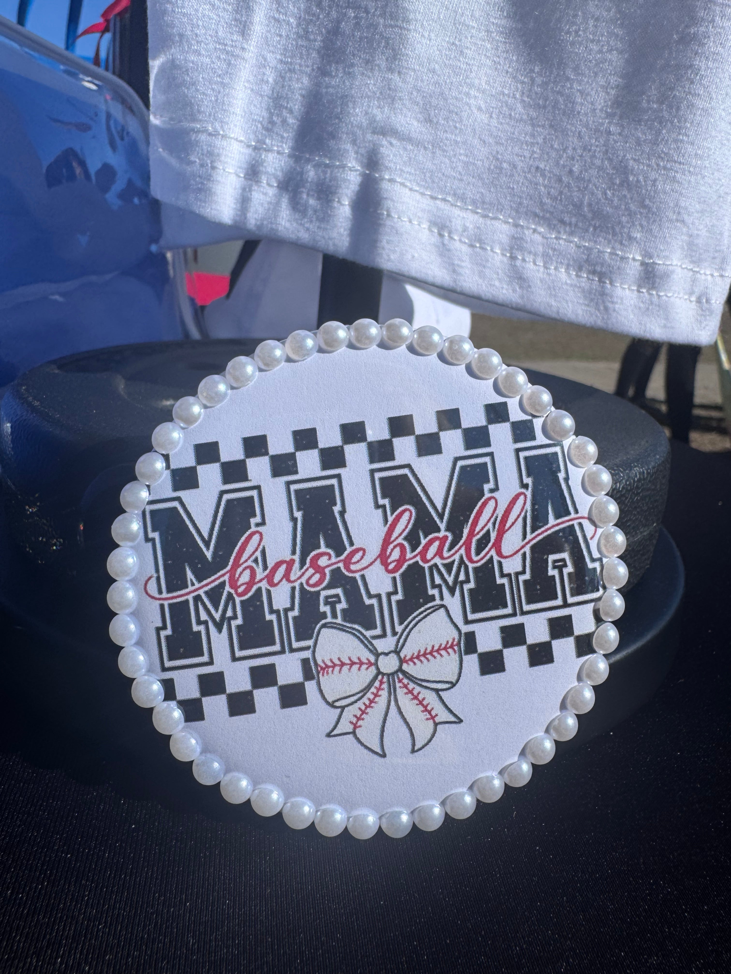 Baseball Mom Pearl Button